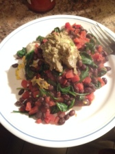 Spinach, beans, tomatoes, and eggs 